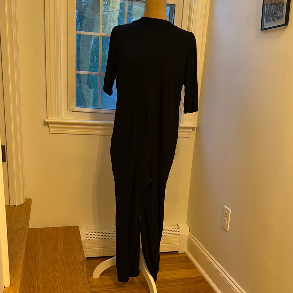 Eileen Fisher Black Drop Waist Jumpsuit medium with pockets!